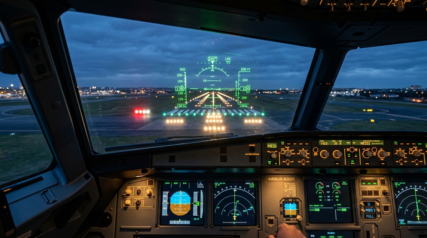 Cockpit View at 200 Feet Decision Height - Captain Horizon
